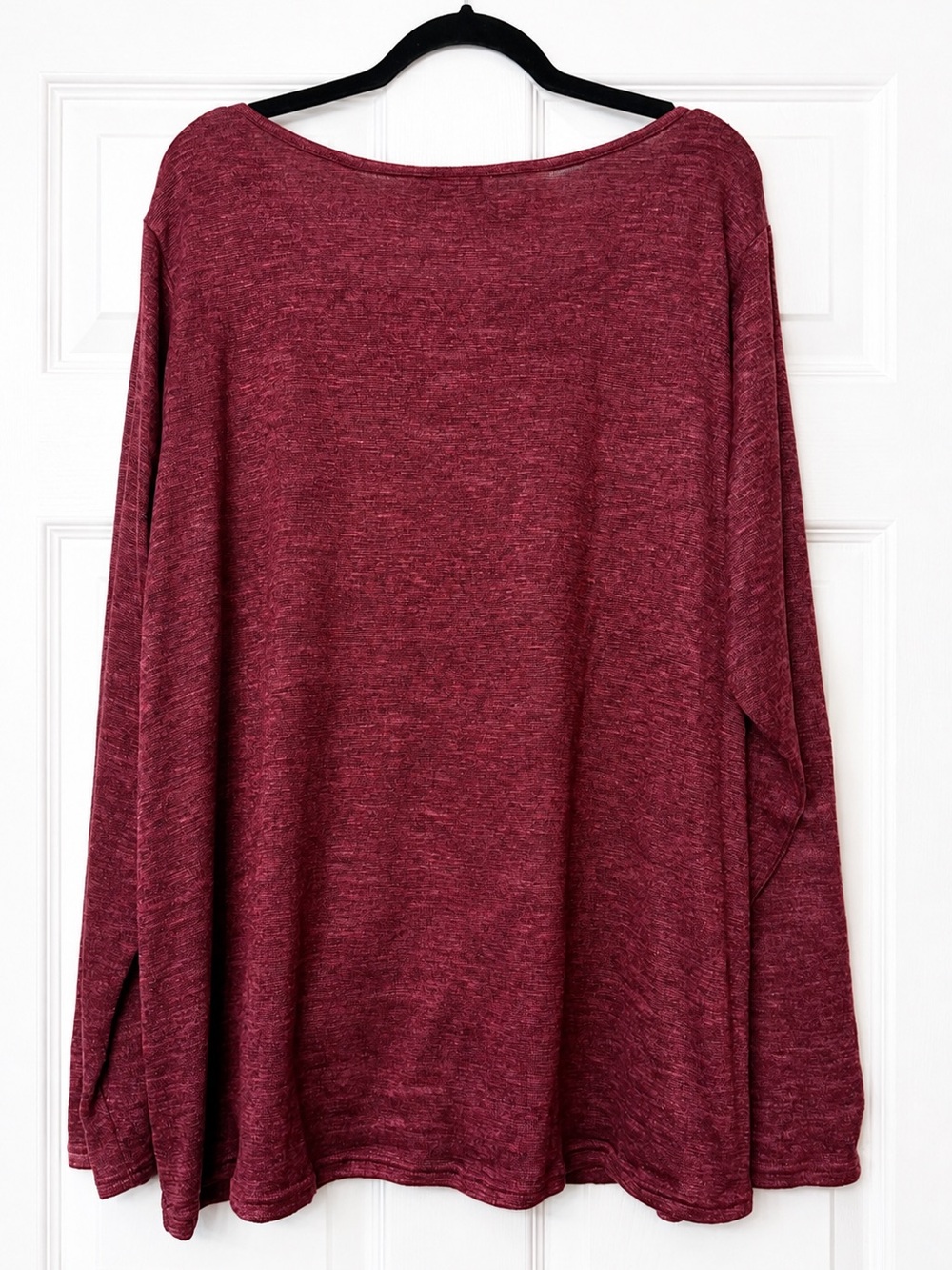 Joei & I 3X Blessed Rhinestone Burgundy Tie Front Long Sleeve - Picture 2 of 7